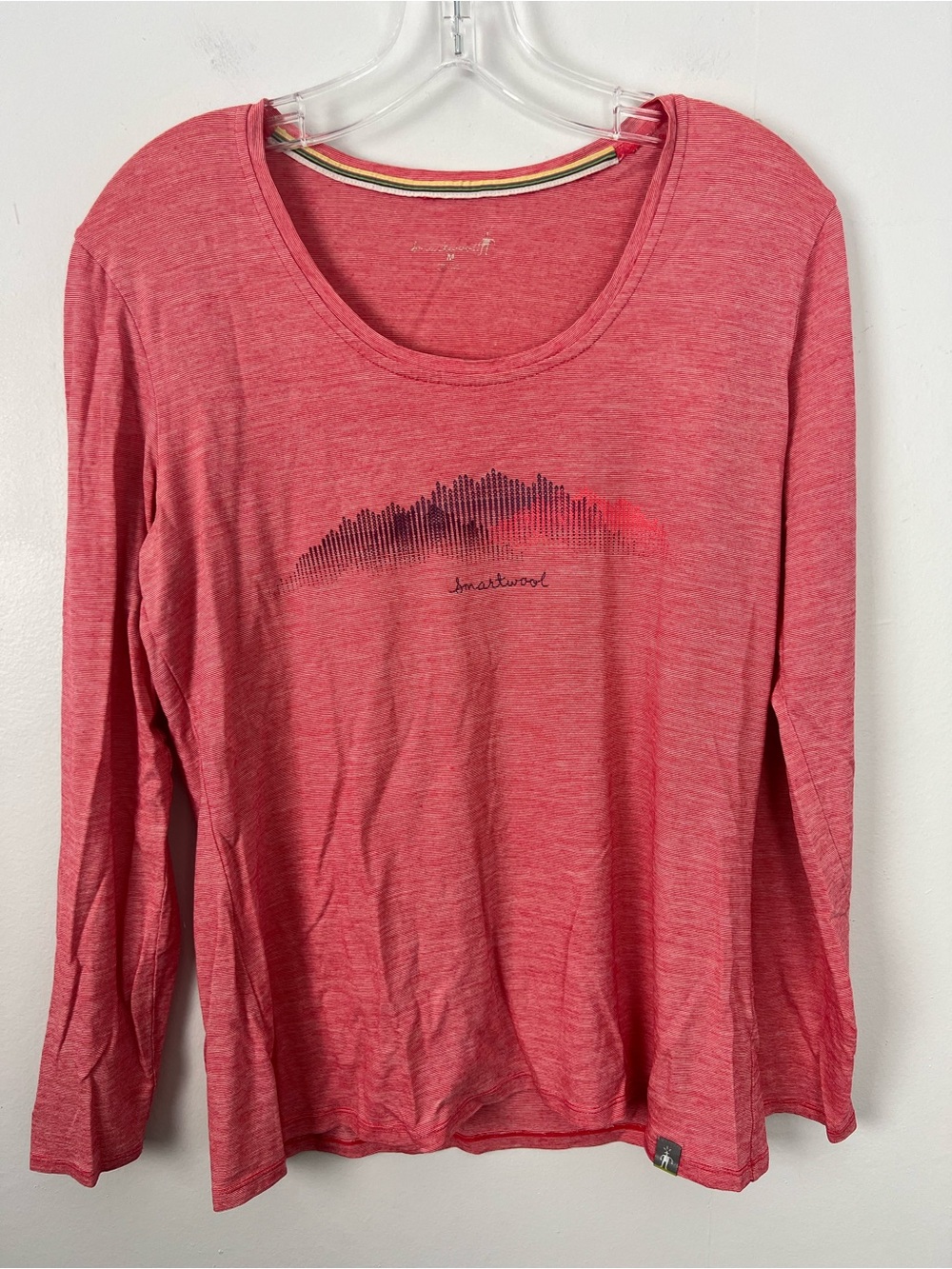 Smartwool Mountain Graphic Heathered Coral Long Sleeve Scoop Neck Top